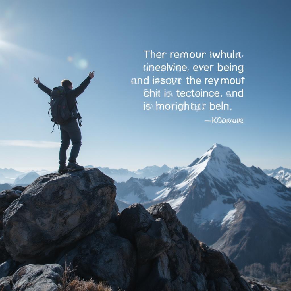 Mountain climber reaching summit, illustrating inspirational life quotes