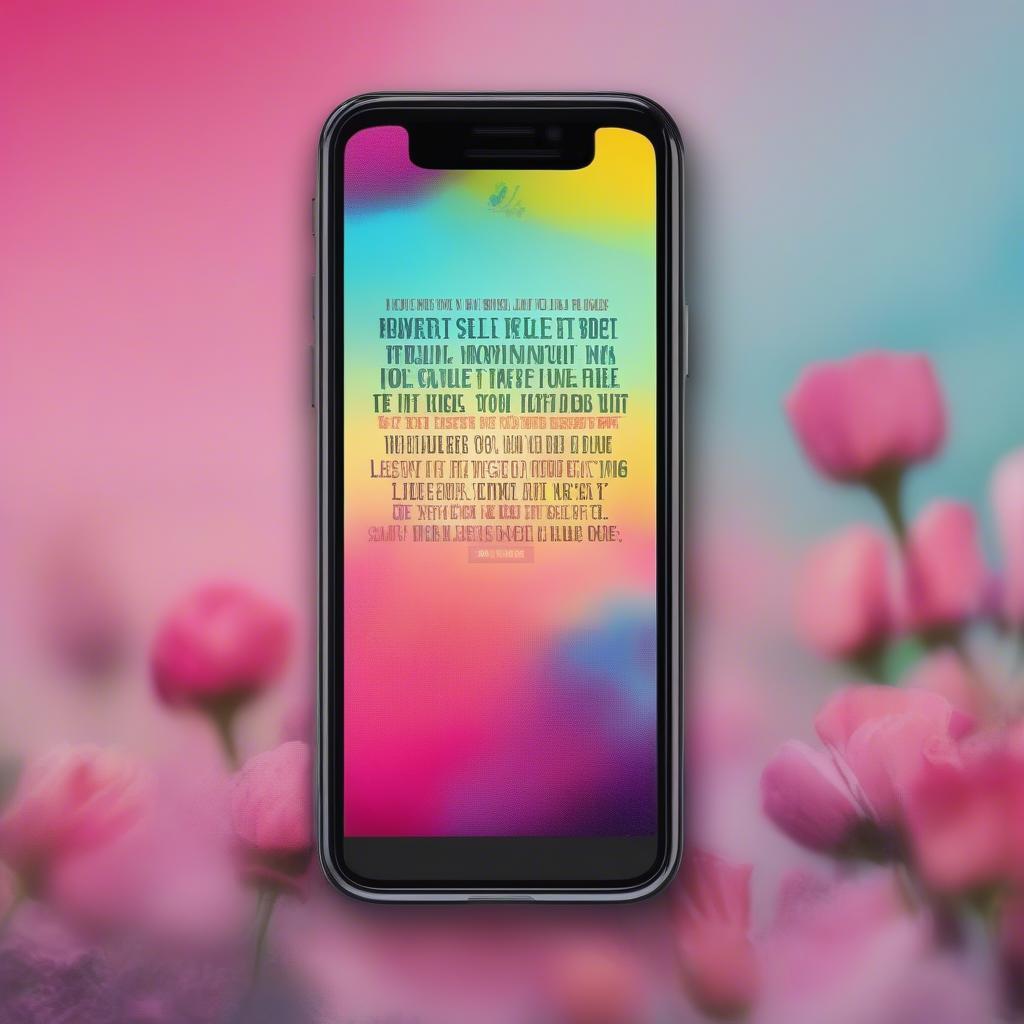 A smartphone displaying a self-love quote as its background.