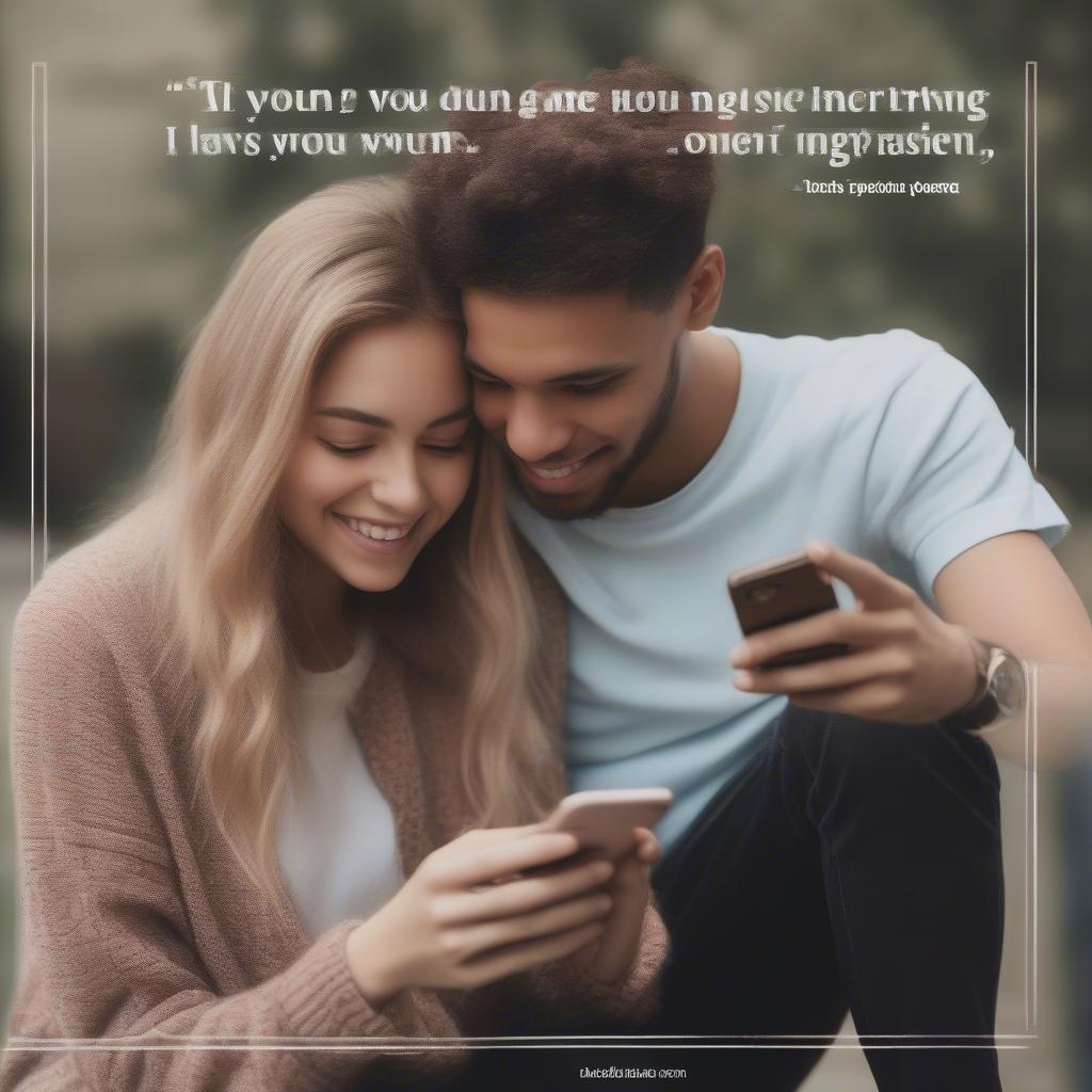 Couple sharing a sweet moment with love quotes on Instagram