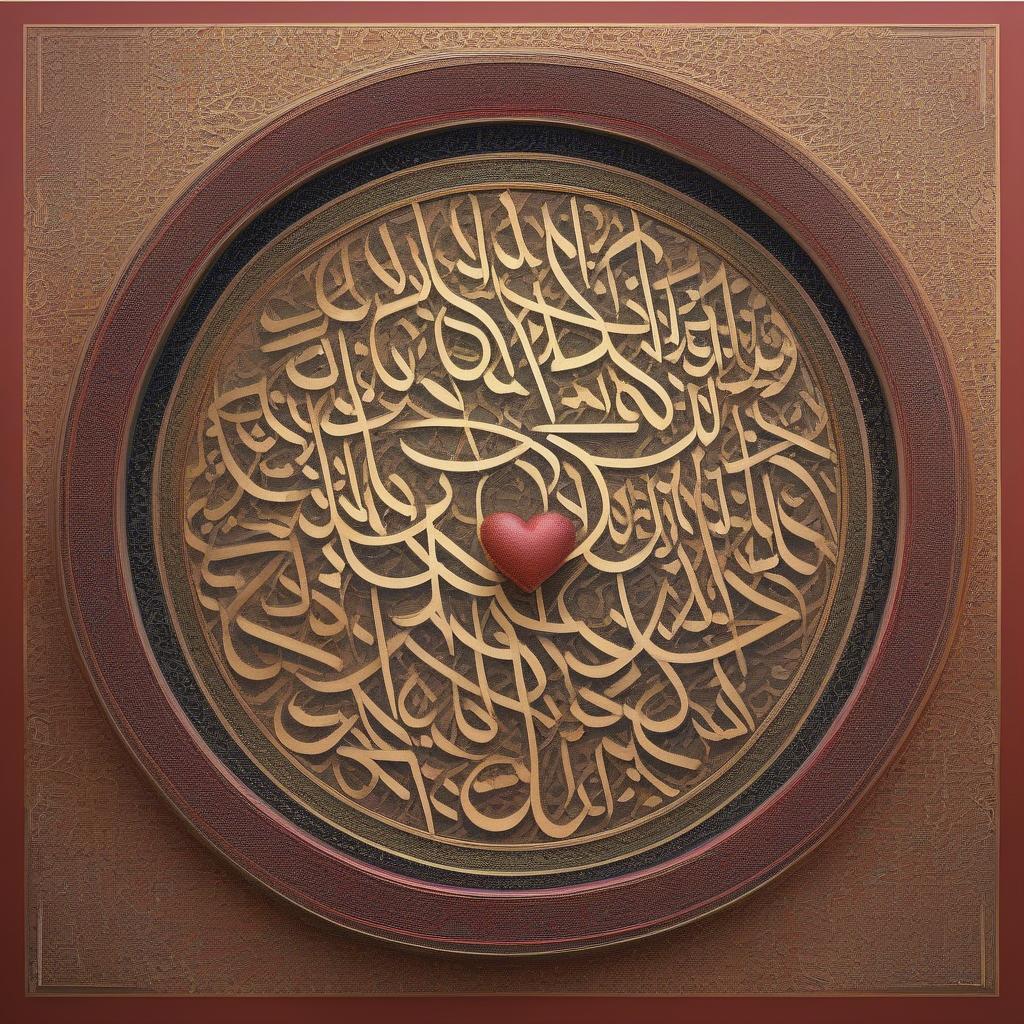 Islamic calligraphy art depicting a love-themed verse.