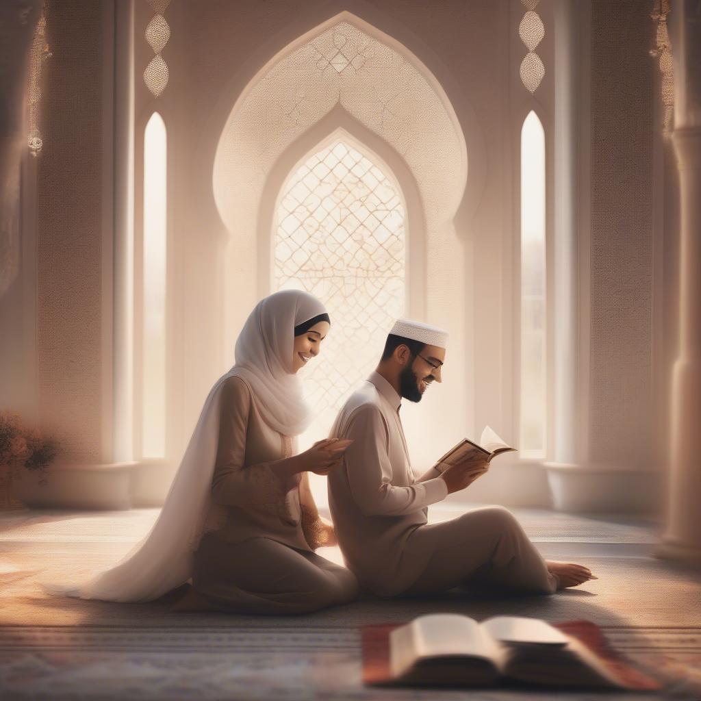 A Muslim Couple Embracing the Teachings of Love