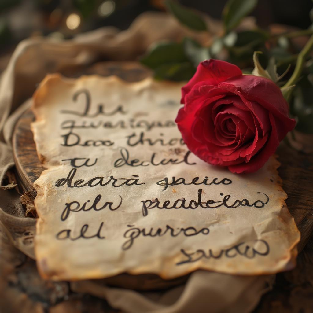 Handwritten love letter in Italian