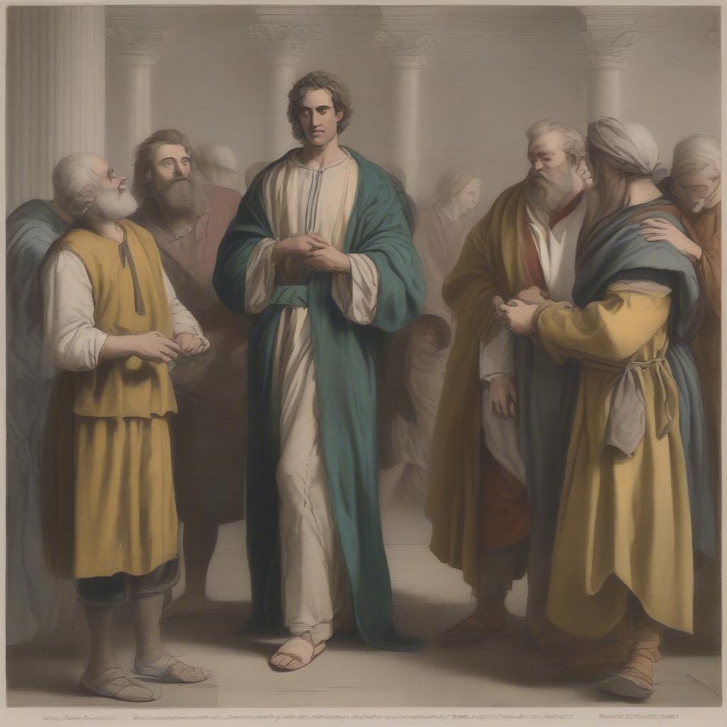 Jacob bestowing the coat on Joseph:  A scene depicting the act of favoritism that shaped the family dynamics