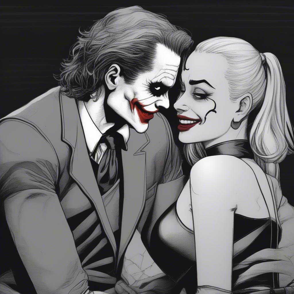 Joker and Harley Quinn Sharing a Moment