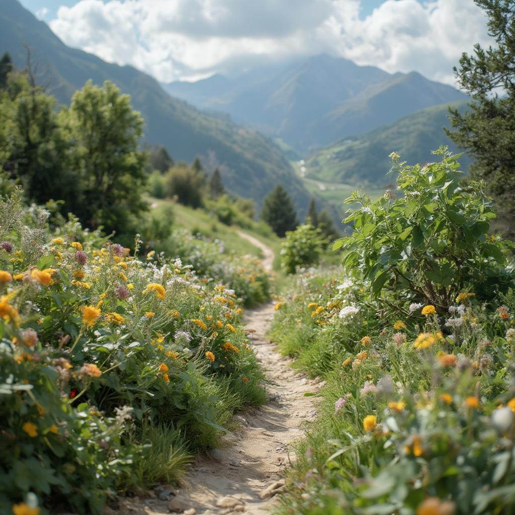 A path winding through a beautiful landscape, symbolizing the lifelong journey of love.