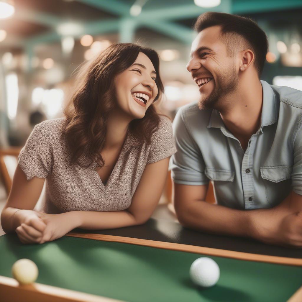 Couple laughing together on a date