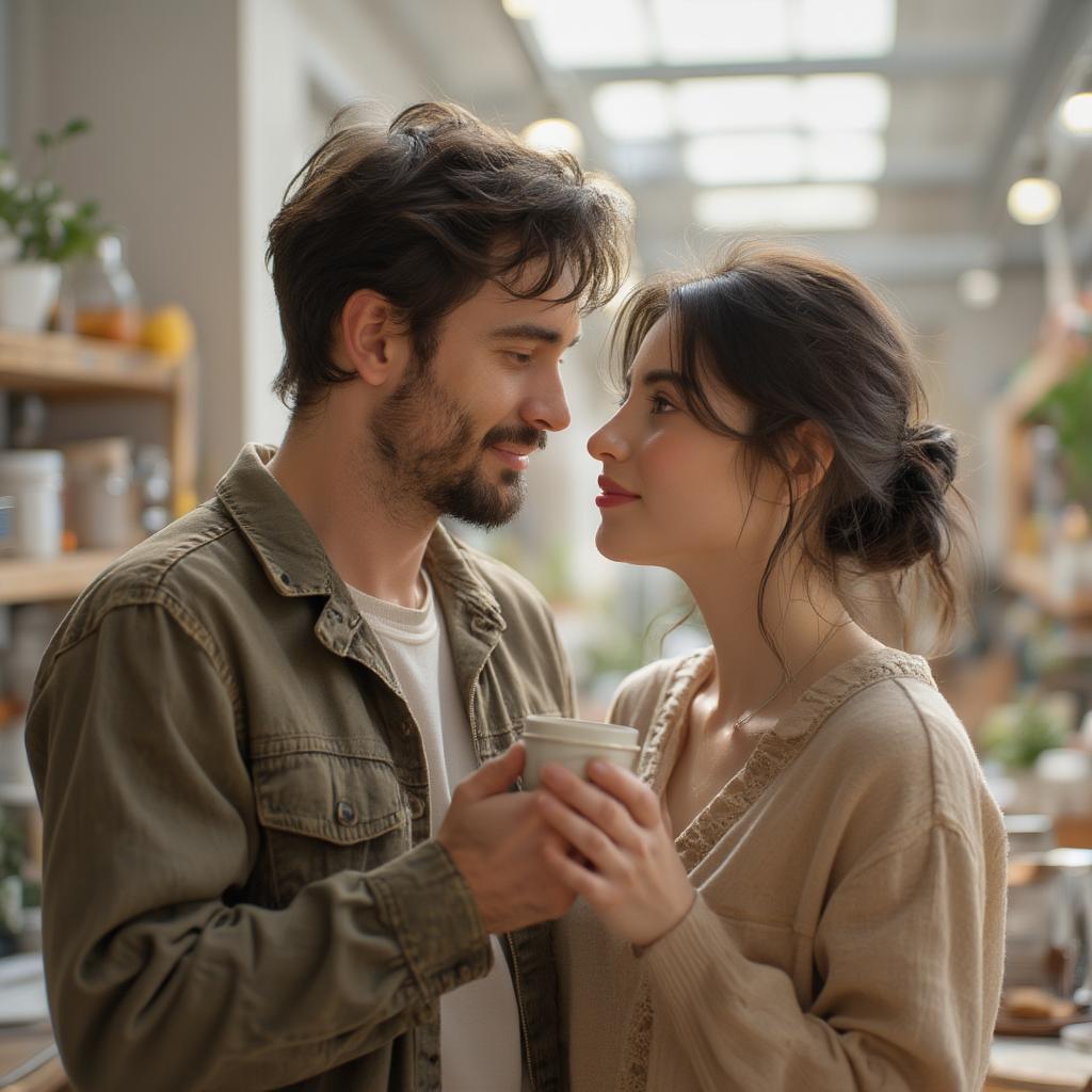 Couple showing affection through small gestures