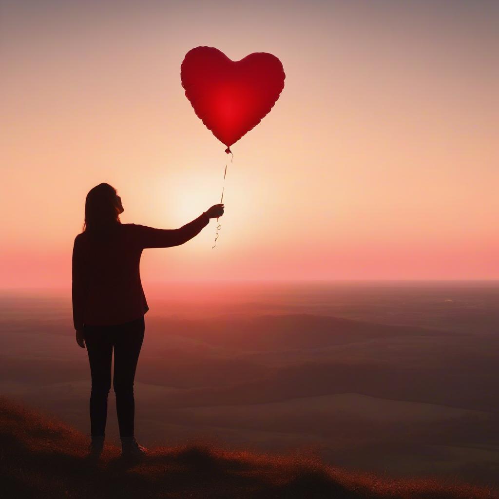 Image illustrating the process of letting go of love, depicting a person releasing a heart-shaped balloon into the sky