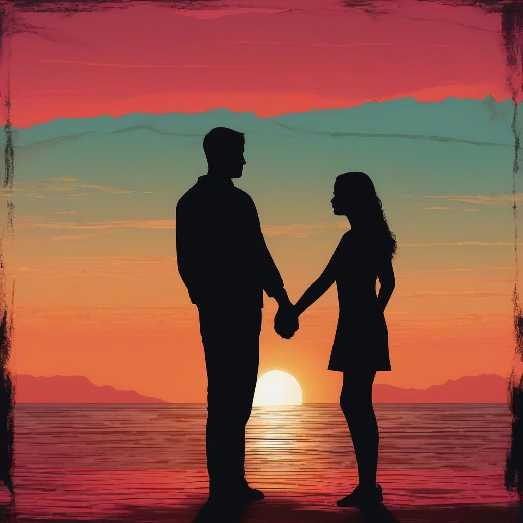 Couple Looking at the Sunset Longing for Each Other Across the Miles