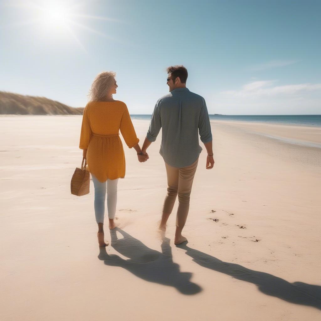 Couple enjoying the sunshine on a beach