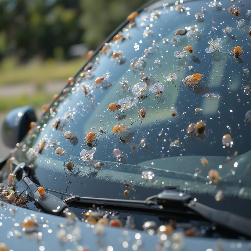 Love bugs on a car windshield