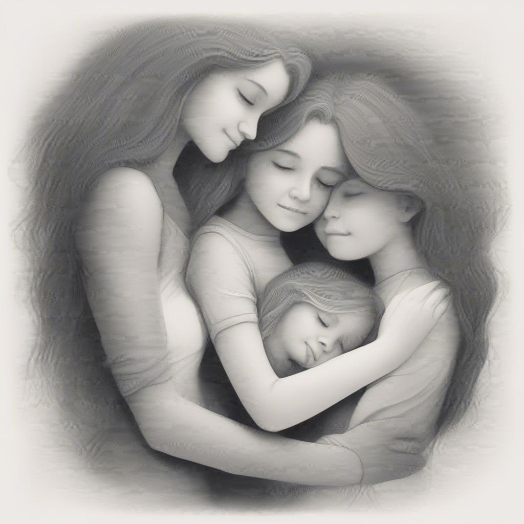 Family Embracing Warmly