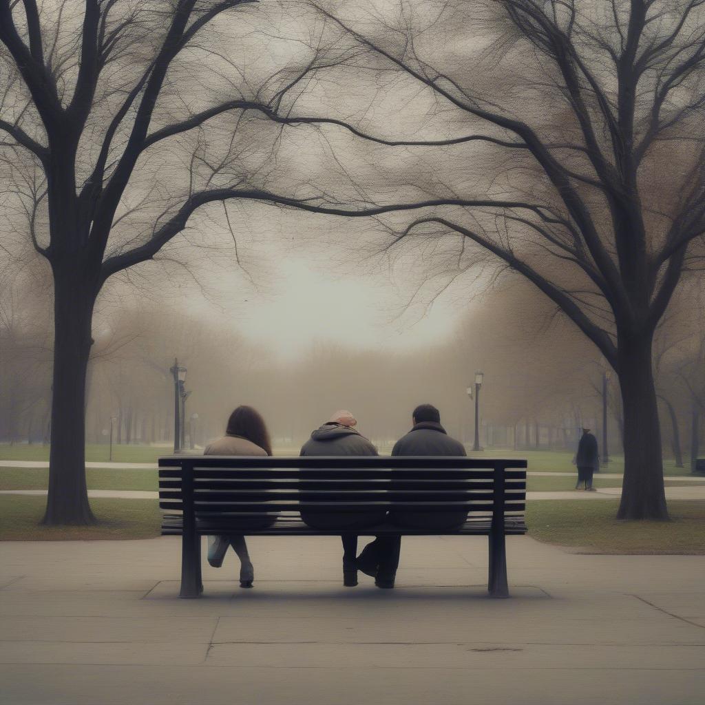 Sad Couple on a Bench Symbolizing Dying Love