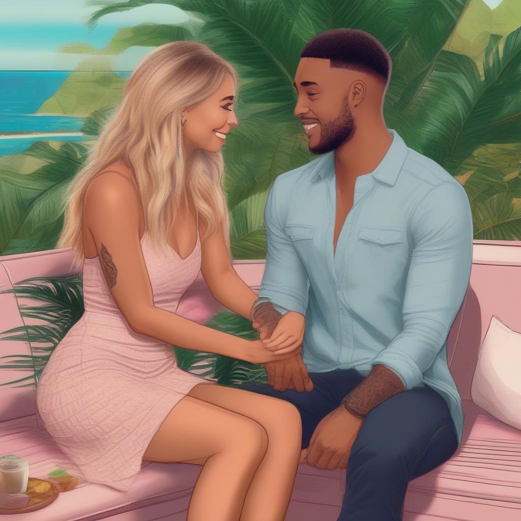 Love Island Couple Connecting