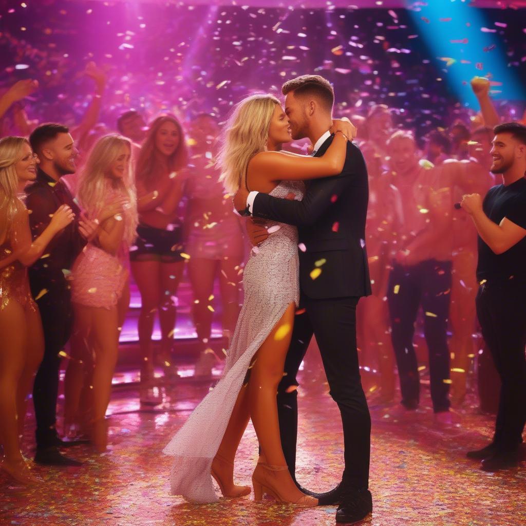 Love Island USA Finale Length: A Couple Embraces on Stage