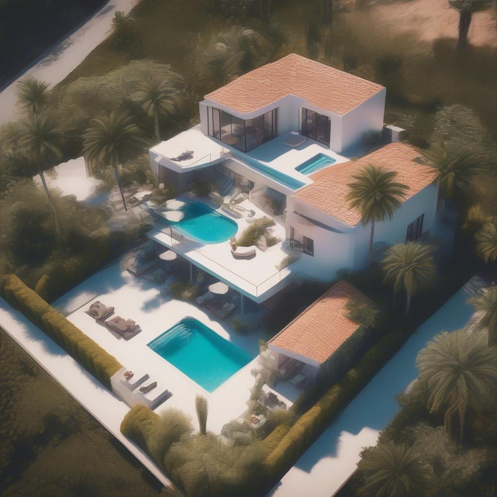 Aerial View of a Love Island Villa