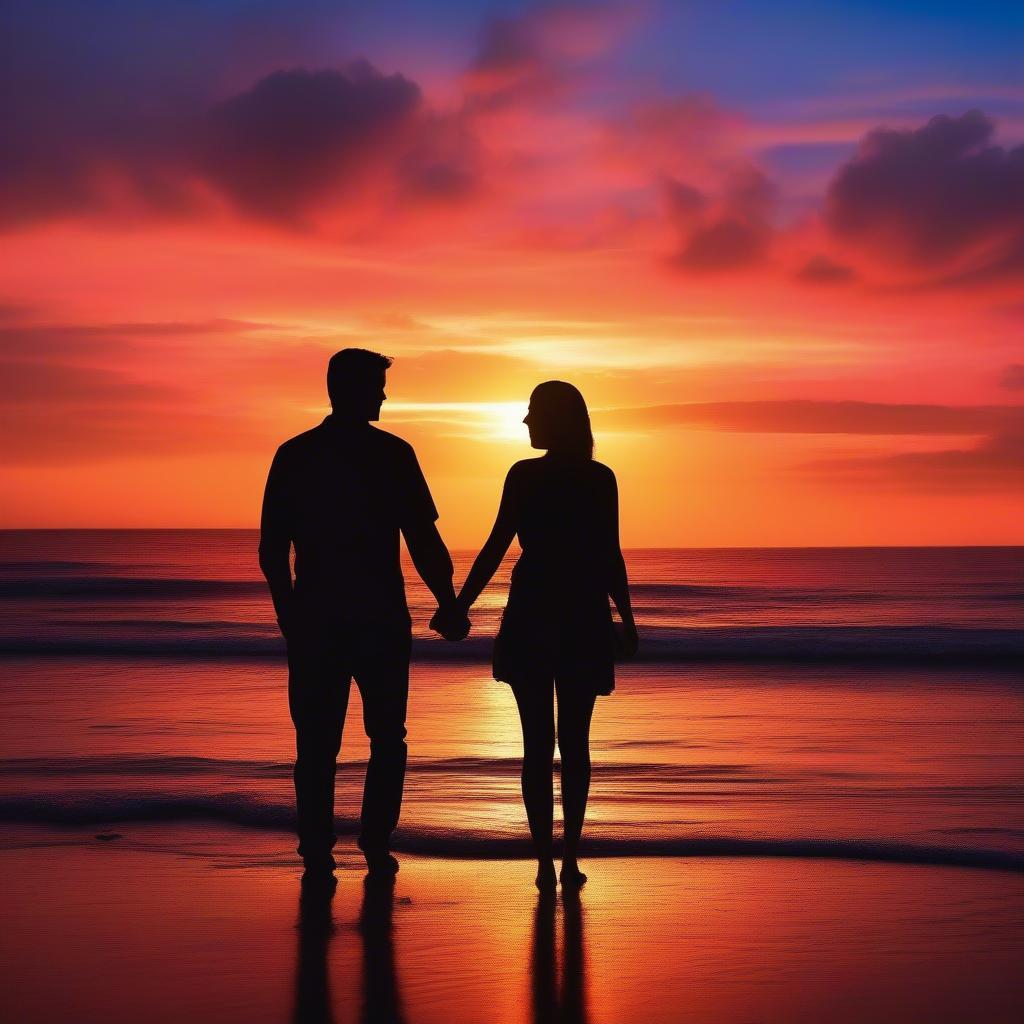 Couple watching sunset, embodying love and life's journey.