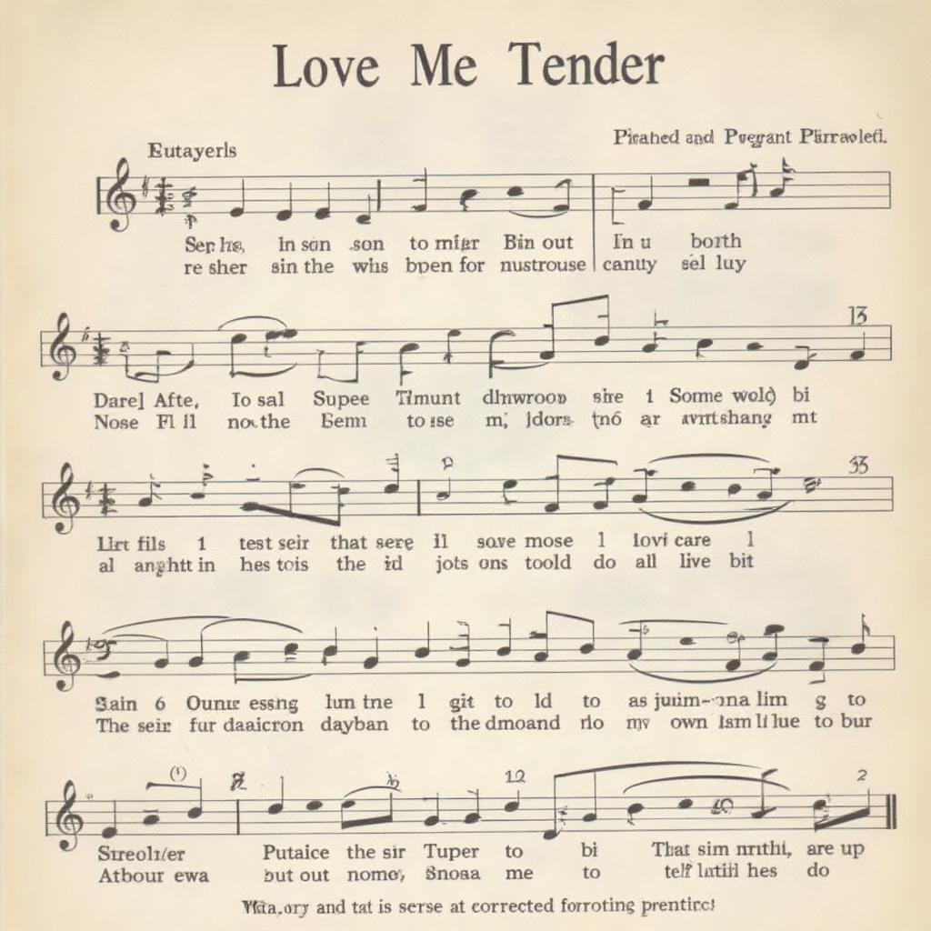 Sheet music for Love Me Tender