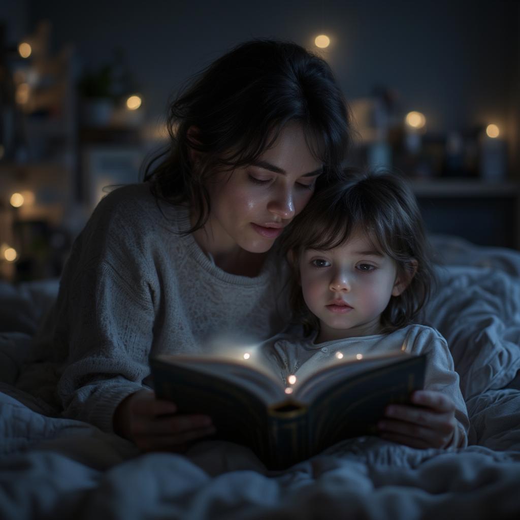 Parent and Child Reading Bedtime Story