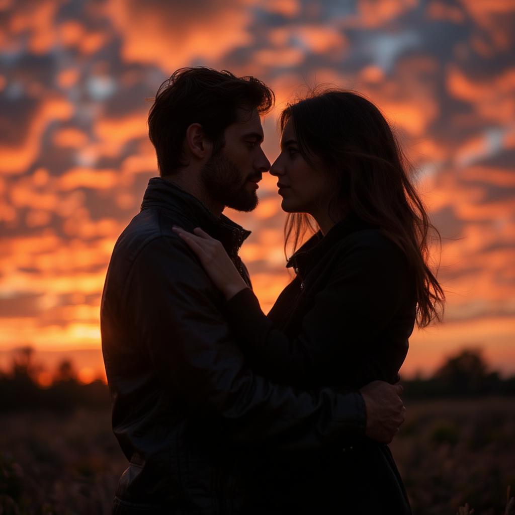 Couple embracing at sunset - Love of a lifetime