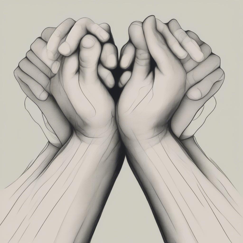 Two hands clasped together, symbolizing love and support.