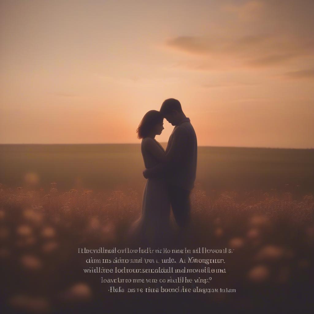 Couple Embracing with Love Quotes Overlay