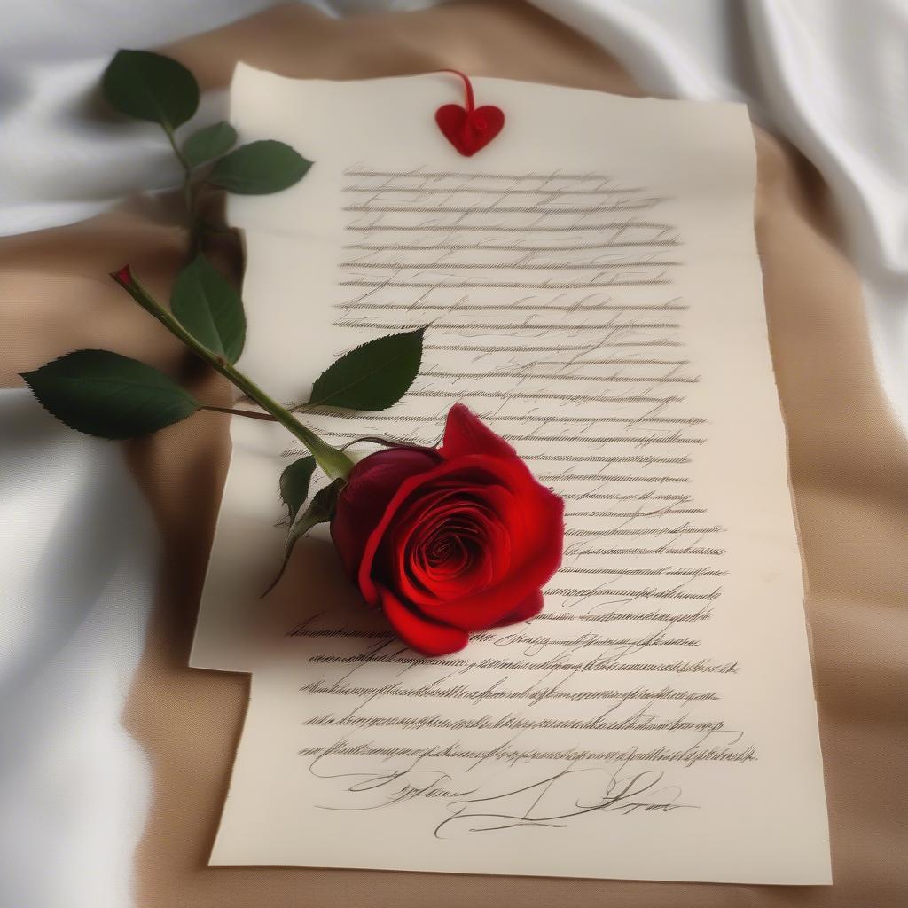 Handwritten love letter with beautiful deep love quotes