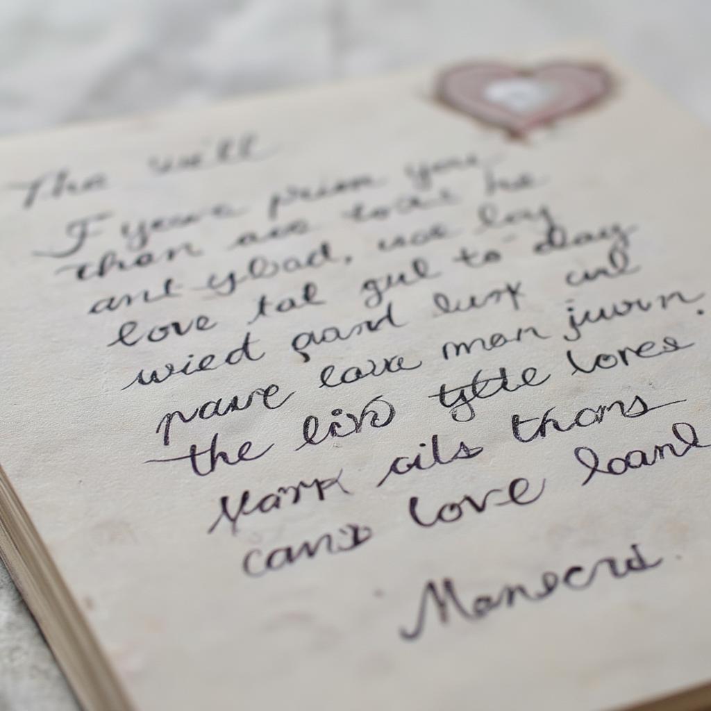 A handwritten letter with a heartfelt love quote, expressing deep emotion.