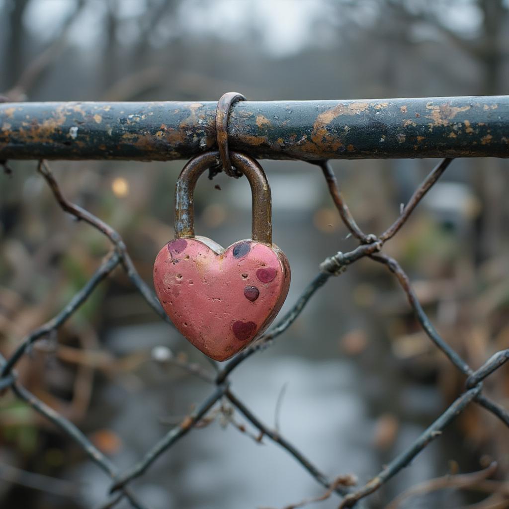 Heart-Shaped Lock on a Bridge