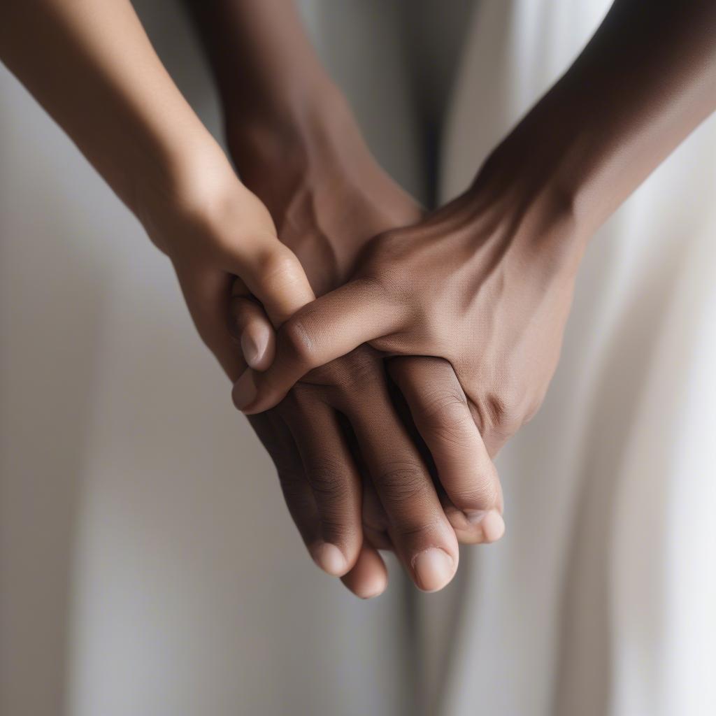 Couple holding hands, symbolizing support and hope