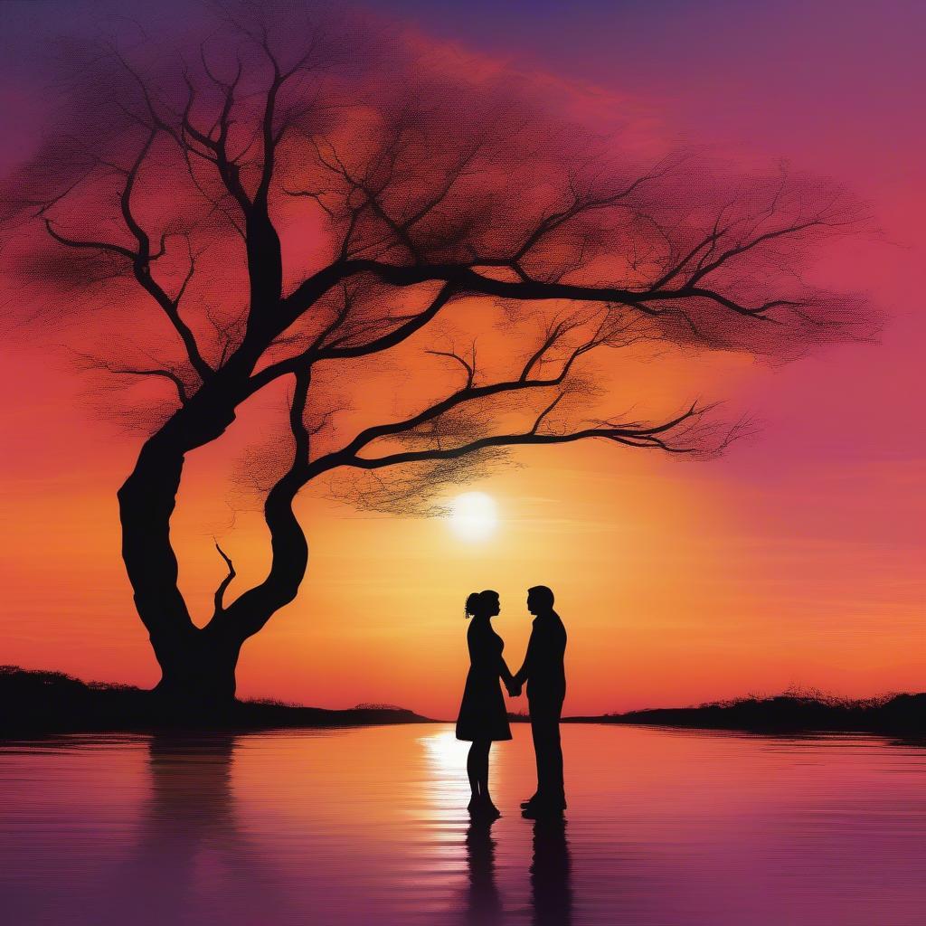 Silhouette of a couple against a sunset, symbolizing hope for the future