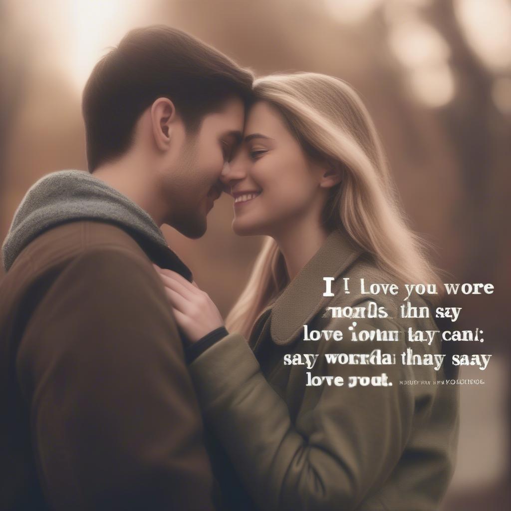 Romantic Couple Embracing with "I Love You" Quote Overlay