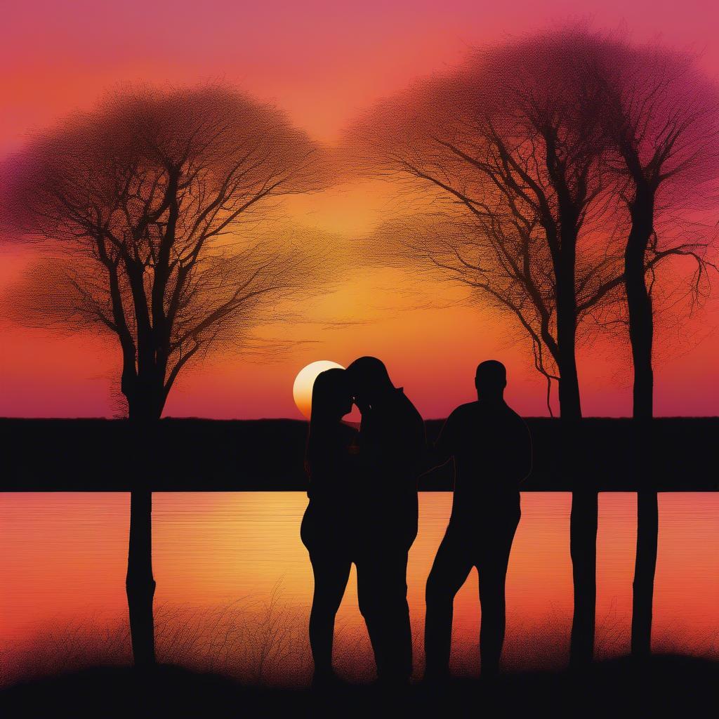 Romantic Couple Watching Sunset