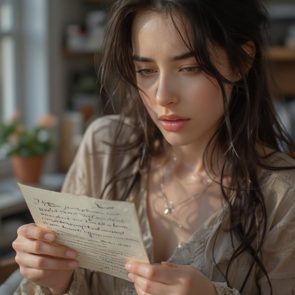 Woman Reading a Romantic Letter