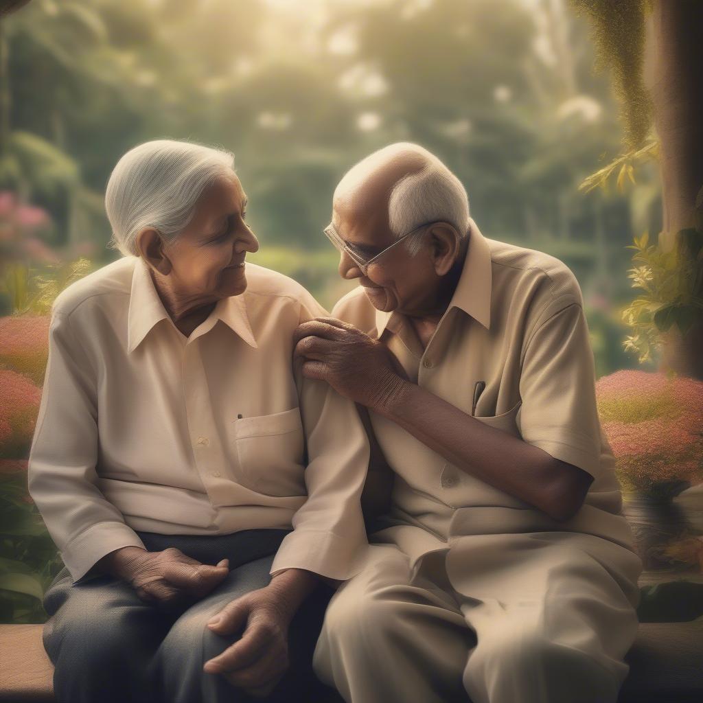 Elderly Couple Holding Hands