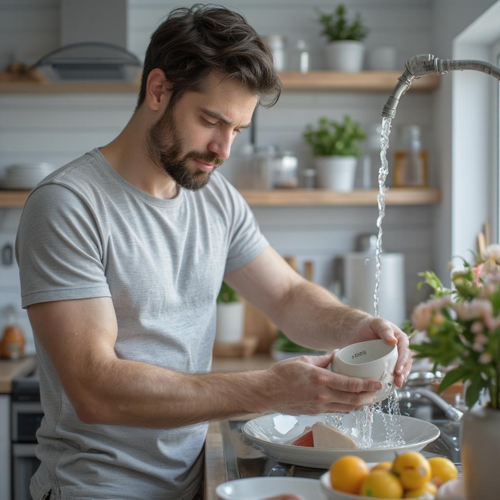 Man Doing Dishes