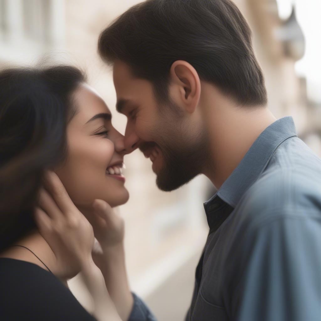 Man Whispering in Woman's Ear - Romantic Moment