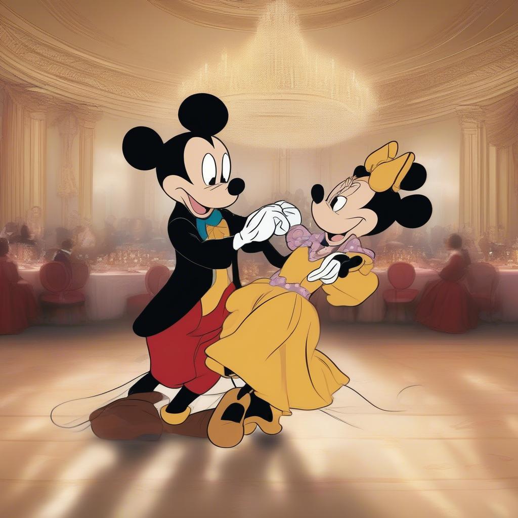 Mickey and Minnie dancing together