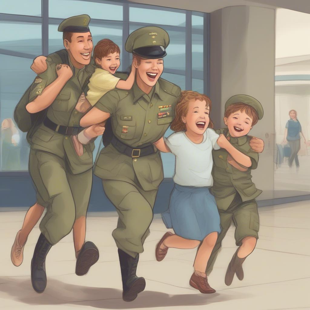 Joyful Reunion of a Military Family - Miss You Quotes Brought Comfort