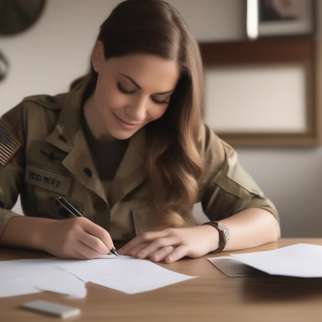 Writing a Love Letter with a Miss You Military Quote