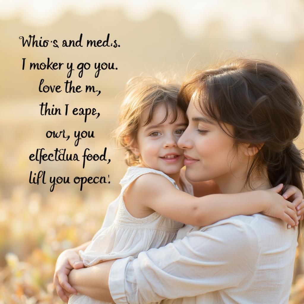 Mother hugging child with an I love you mom quote overlayed