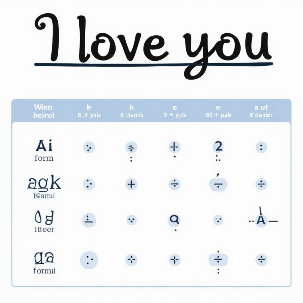 Morse Code Chart for I Love You