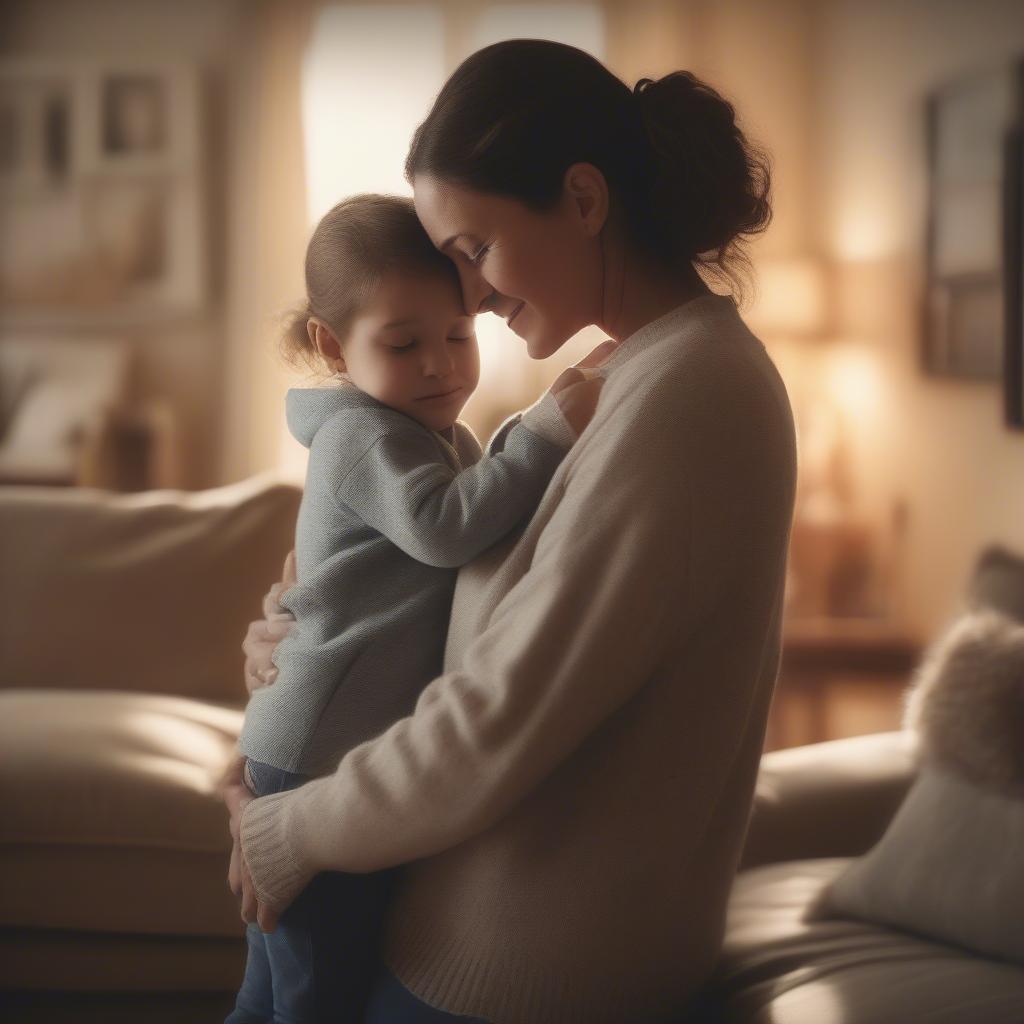 Mother and Child Embracing with "I'll Always Love You" Quote