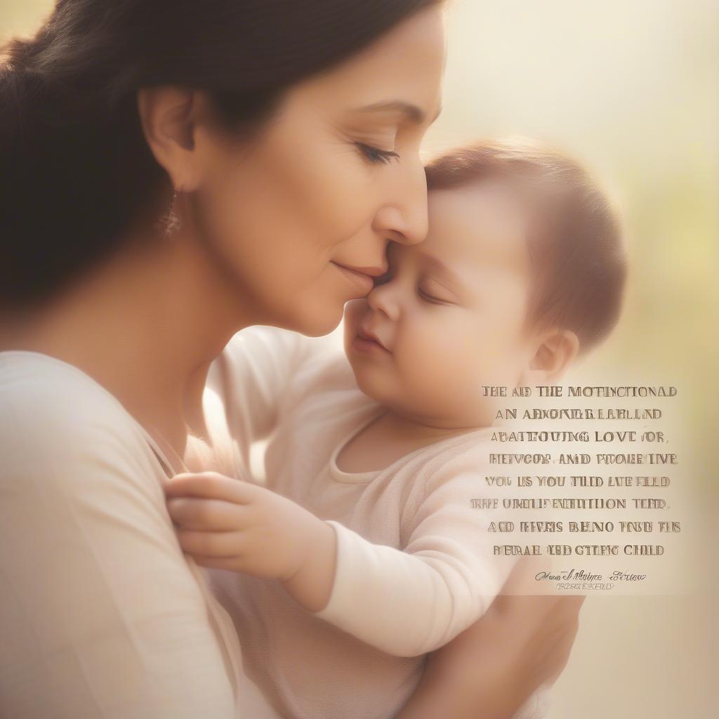 A mother embracing her child, illustrating a powerful quote about maternal love.