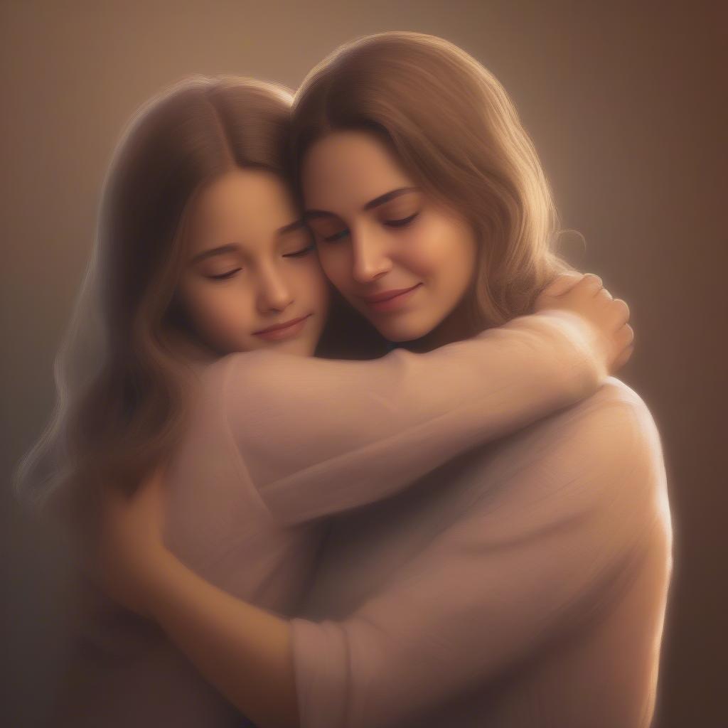 Mother and Daughter Embracing in a Loving Hug