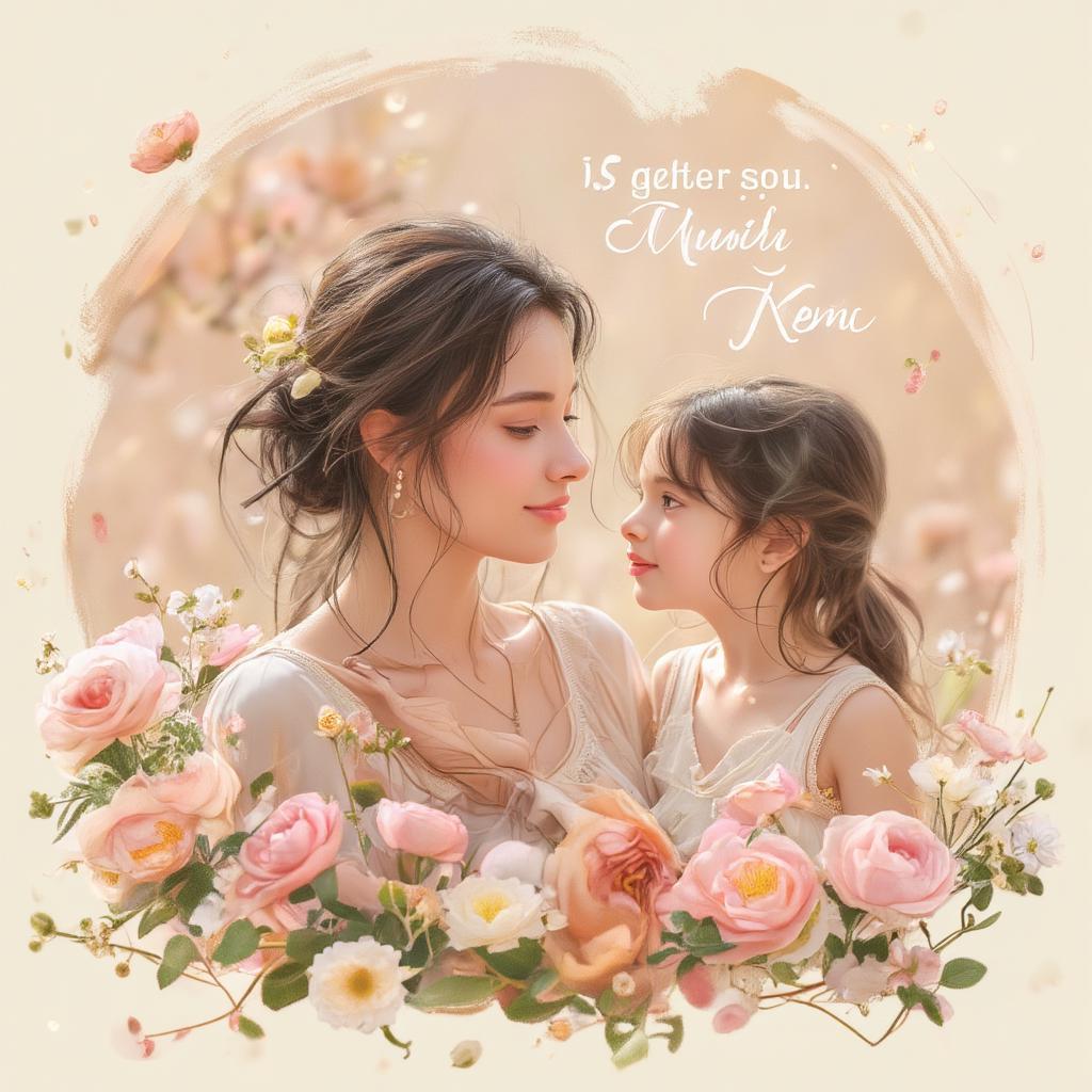 Artistic representation of a mother and daughter with a quote