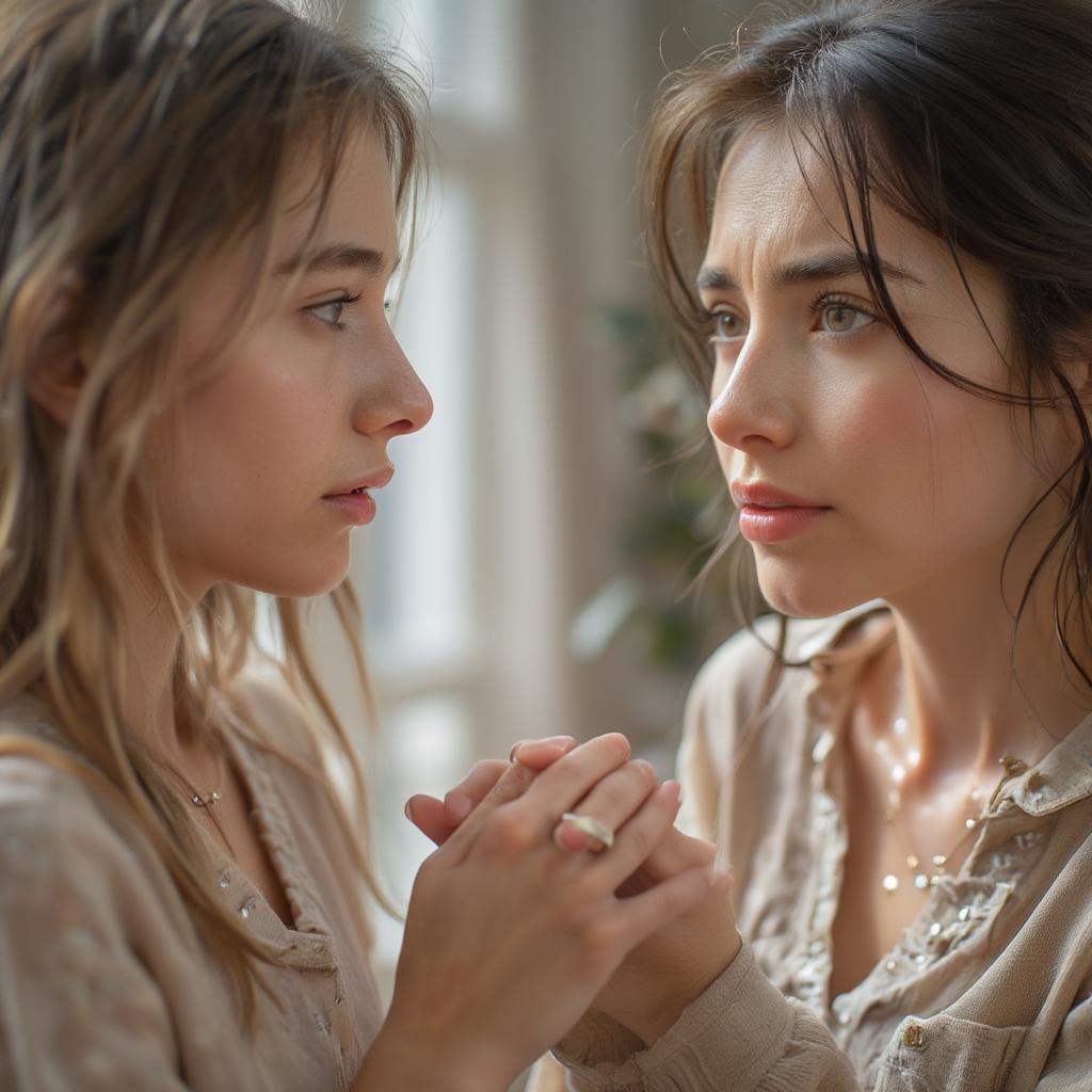 Mother comforting her daughter, offering support and understanding