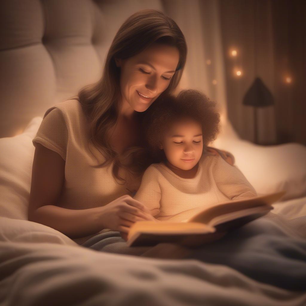 Mother Reading a Bedtime Story to Her Child