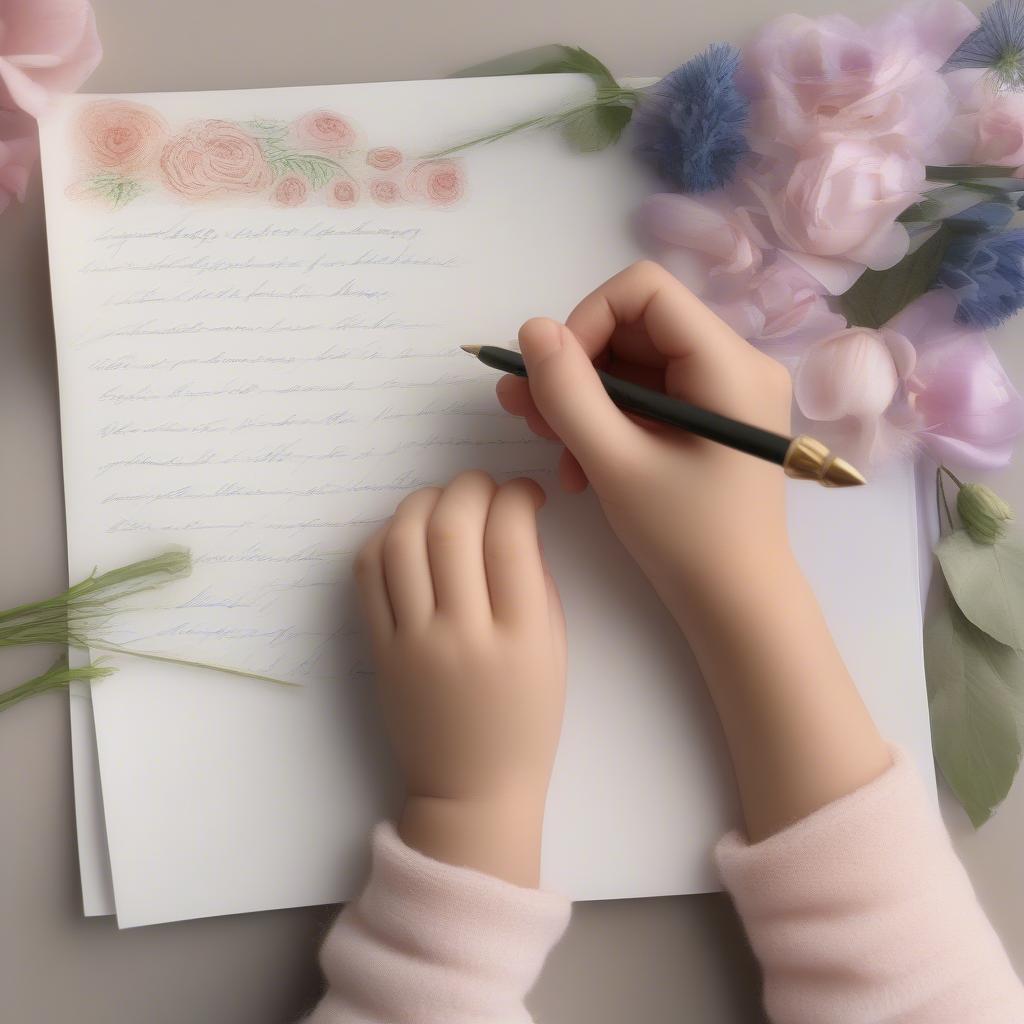 A child writing a mother's love poem