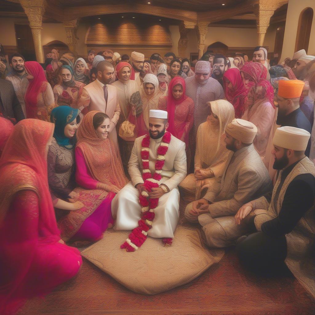 A traditional Muslim wedding ceremony, showcasing the beauty of Islamic marriage.